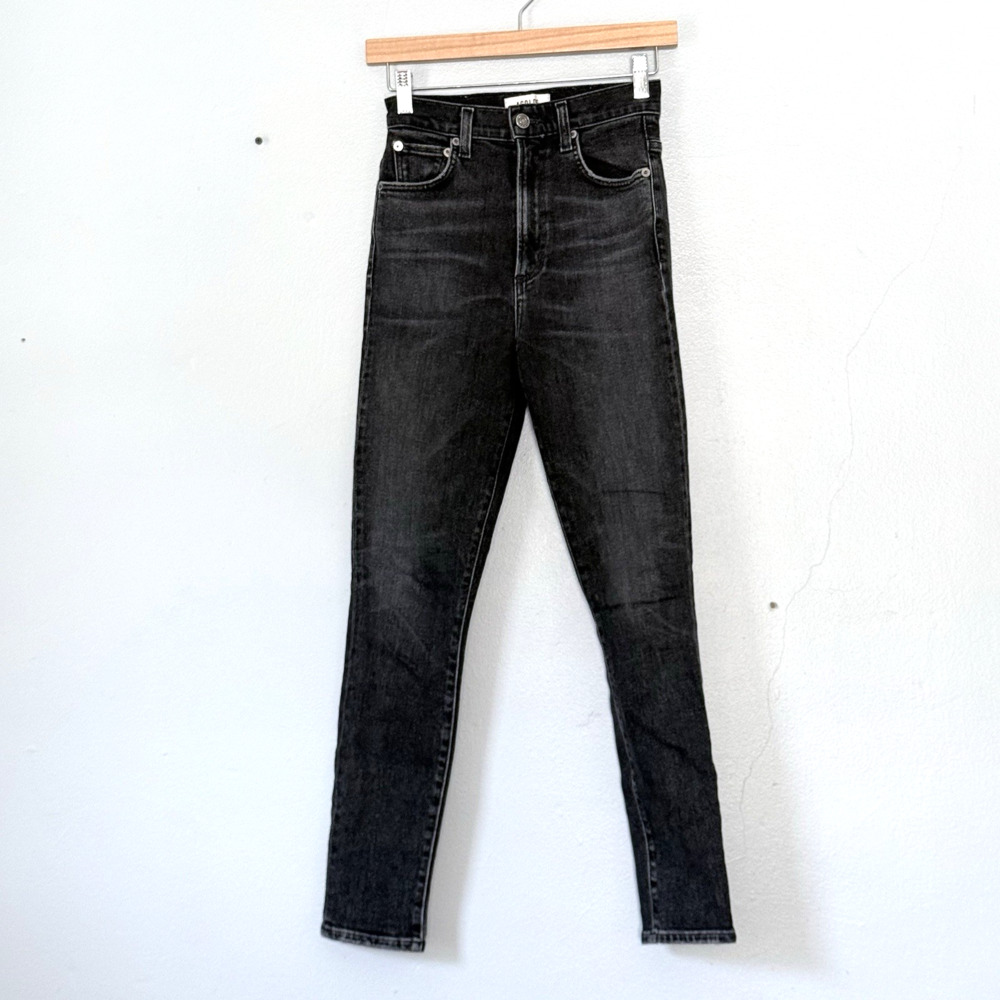 Agolde Jeans 3 Black Charcoal Pinch Waist Skinny High Rise Organic Cotton USA